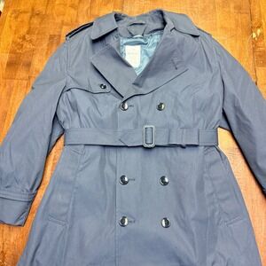DSCP US Military All Weather Men's Trench Coat Navy Blue 44S Defender Collection